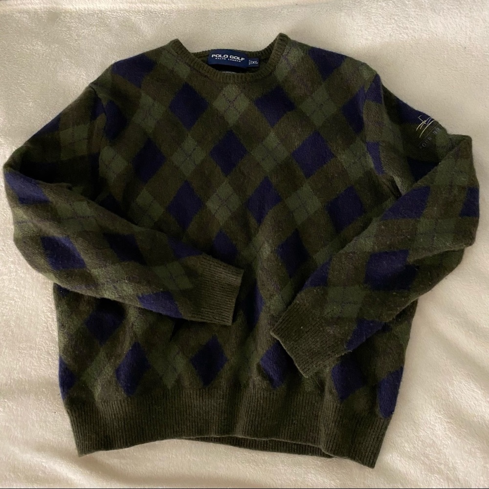 ralph lauren cashmere argyle crewneck sweater